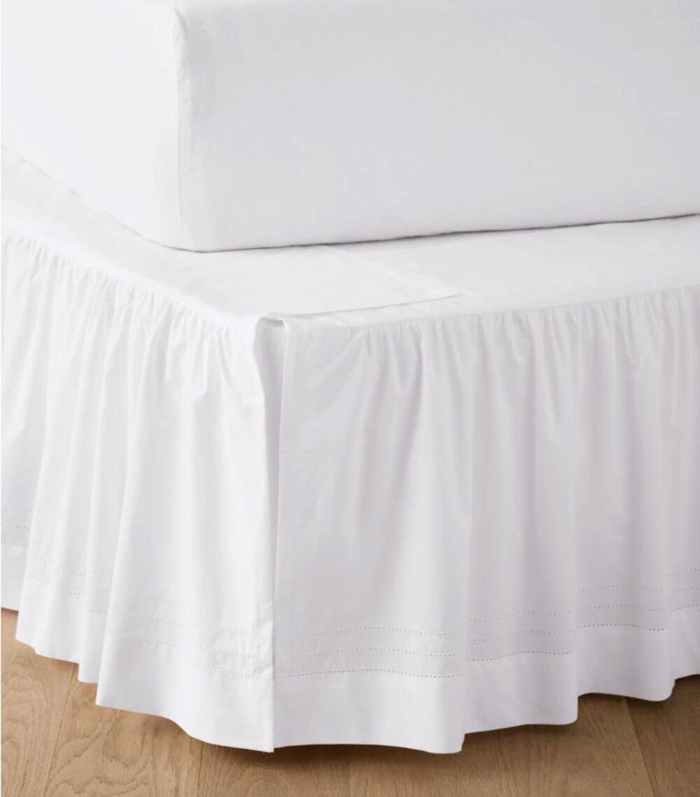 GARNET HILL Hemstitched Pima Cotton Percale Adjustable Queen Bedskirt White
